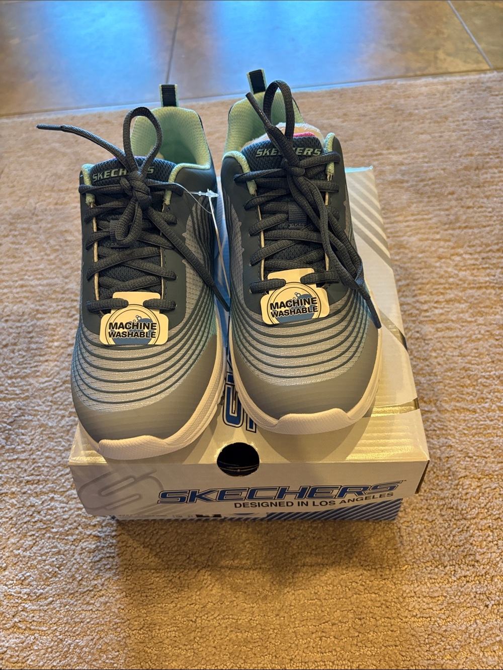 NIB Skechers Microspec Advance Aqua Girls Youth Size 4 Brand New in Box